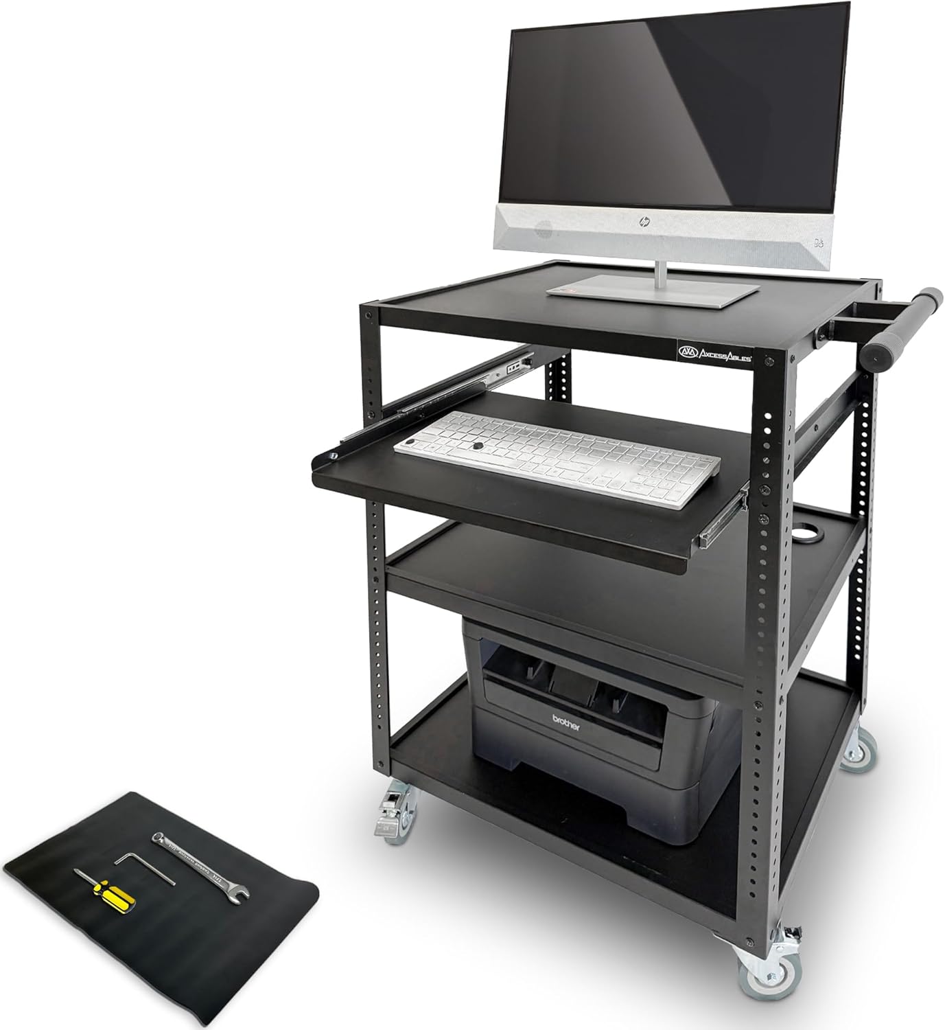 AxcessAbles Computer Cart on Wheels Mobile Utility AV Cart 400LB Max ...